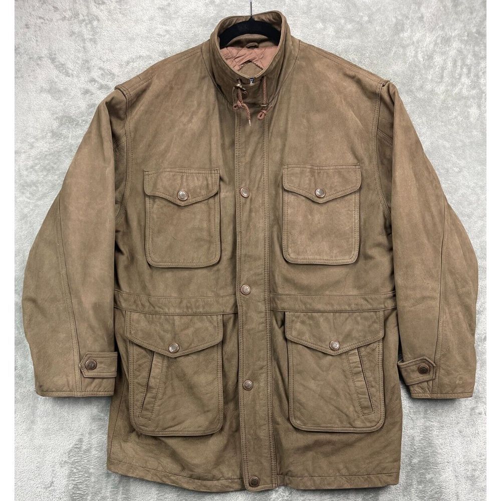 VTG Duncan Row Men's Jacket Medium Leather Field Utility Chore Mountain Brown